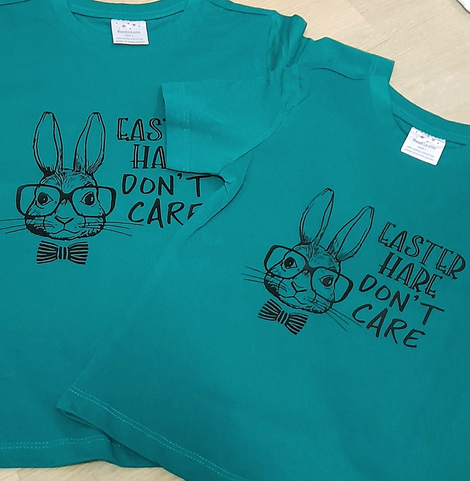 Easter Tshirt - 'easter hare don't care'