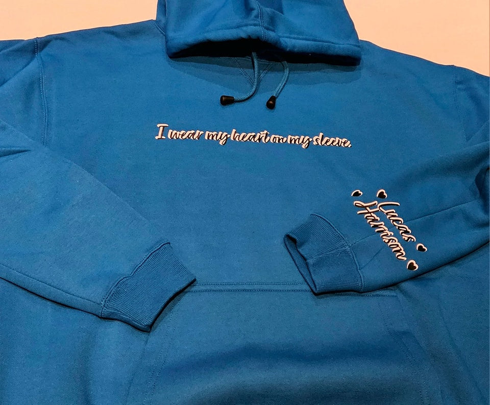 Hoodie - 'mum/dad/etc I wear my heart on my sleeve'