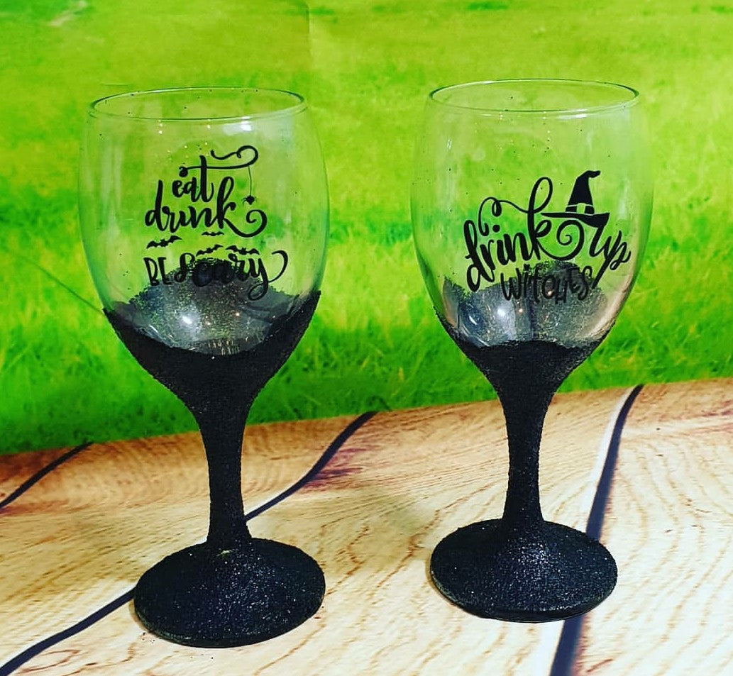 Wine Glass - 'halloween themed'
