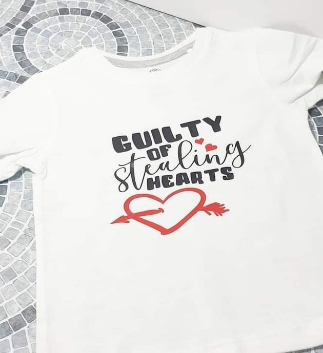 Valentine's Day Tshirt - 'guilty of stealing hearts'