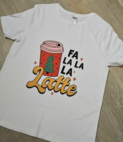 Christmas Tshirt - 'fa la la latte'