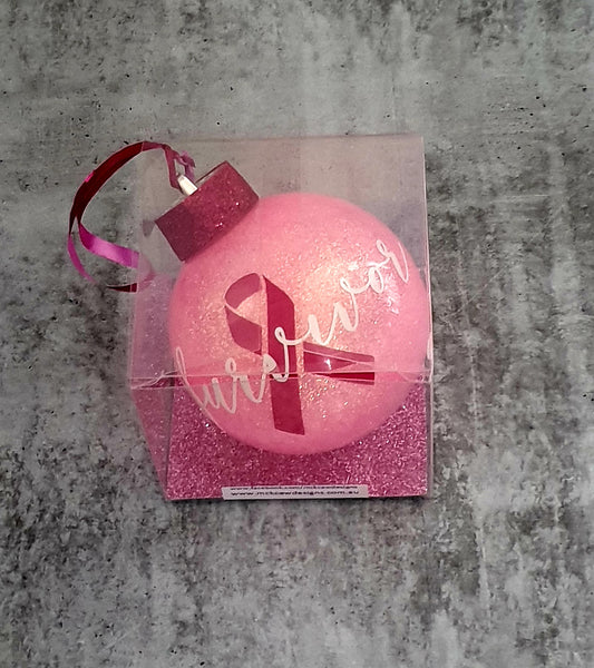 Christmas Bauble - 'breast cancer survivor'